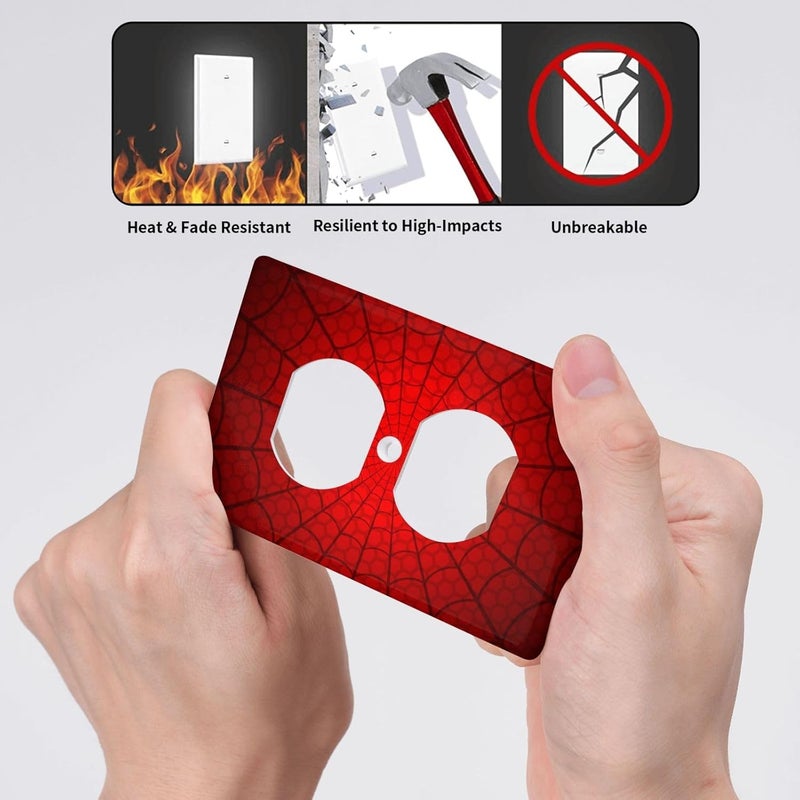 Giinly Spider Web Outlet Covers Decorative Electrical Outlets Duplex Outlet 1-Gang Wall Plate Receptacle Wall Outlet Cover - Image 4
